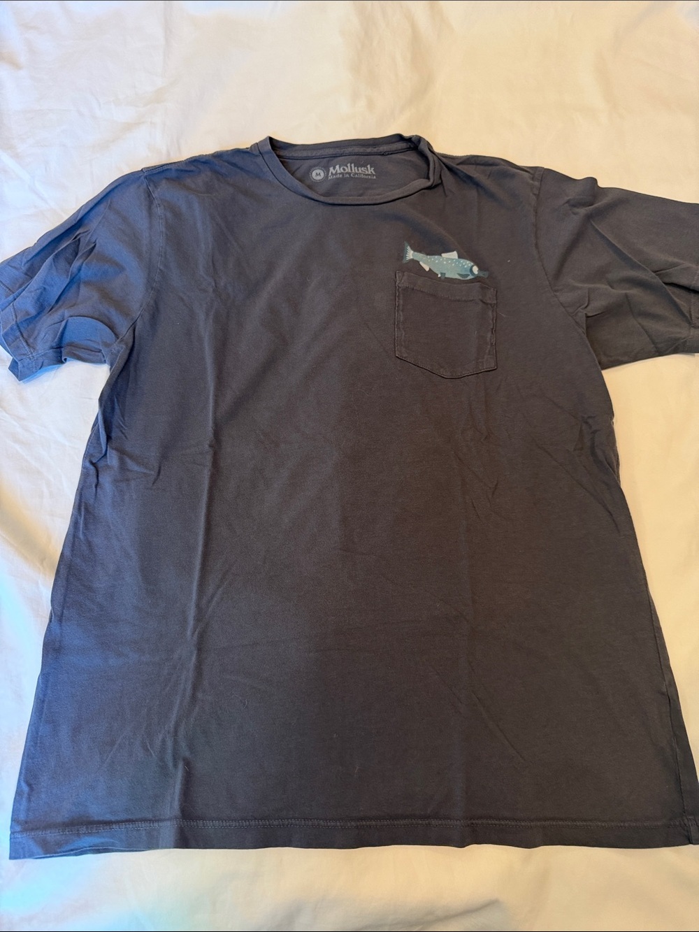 Mollusk Navy Short-Sleeve Pocket Tee with Fish Detail